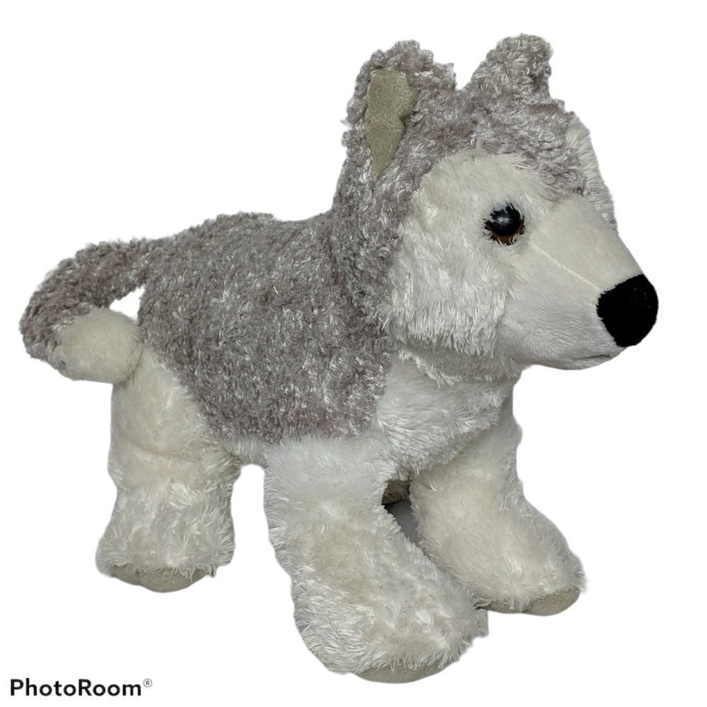 Animal Adventure Husky Puppy Dog Plush Gray White